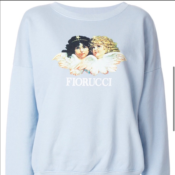 Authentic Fiorucci Angels Sweatshirt Pale Blue (Size XS)